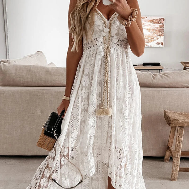 Summer Lace Sling Maxi Dress