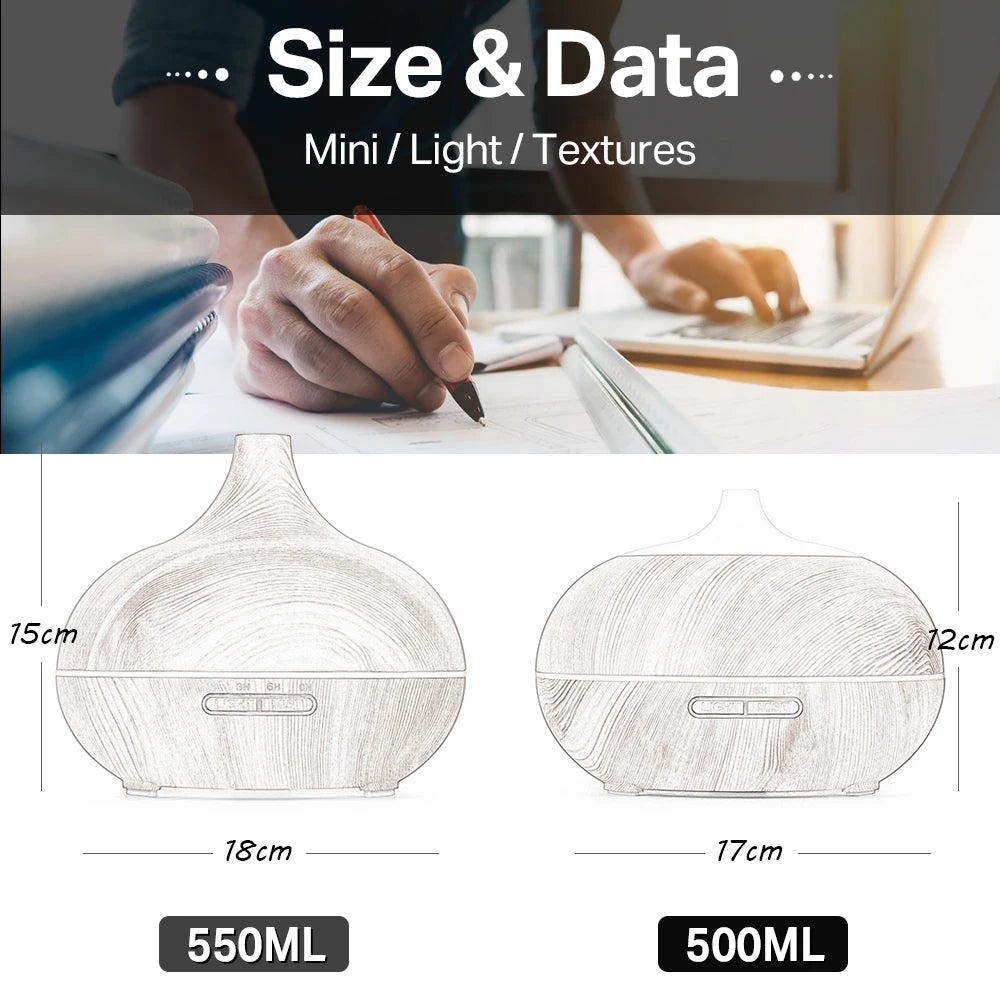 Wood Grain Remote Control Essential Oil Diffuser Air Humidifier