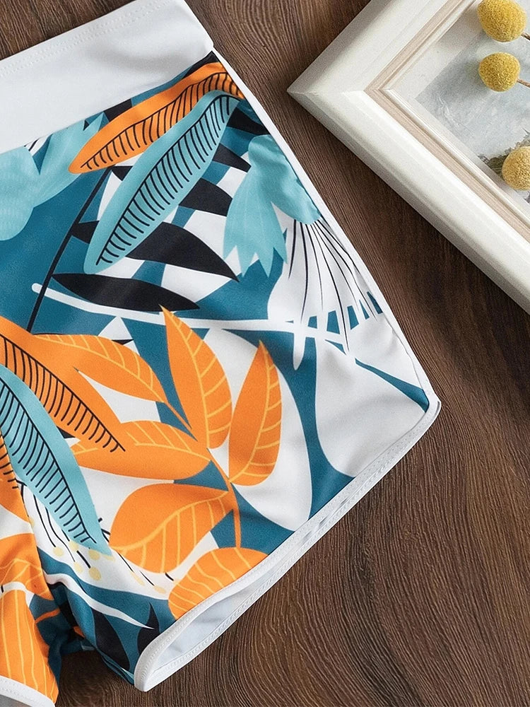 Halter High Waist Bikini Set Printed Swimwear