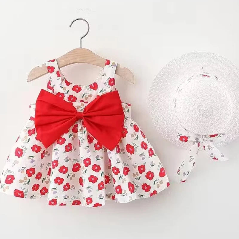 Sweet Floral Toddler Beach Dress Set for Girls, Summer Fashion