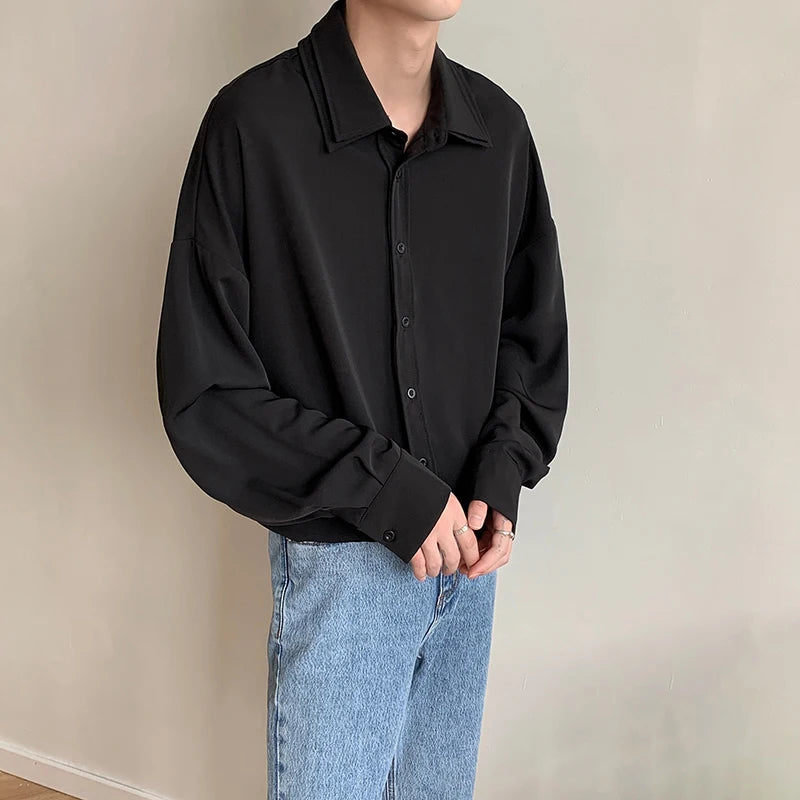 Men's Double Collar Ice Silk Shirt