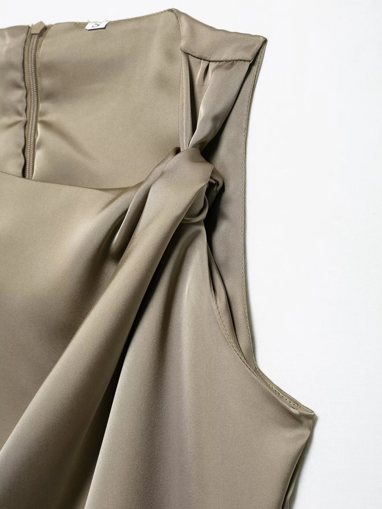 Elegant Silk Texture Wrinkle Detail Dress
