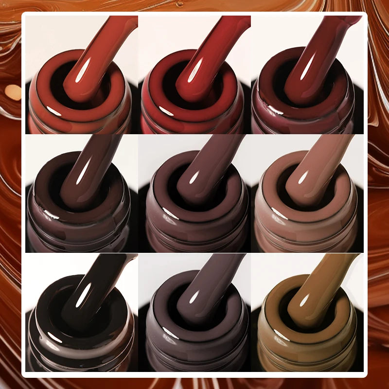 Winter Coffee Brown Gel Nail Polish Set