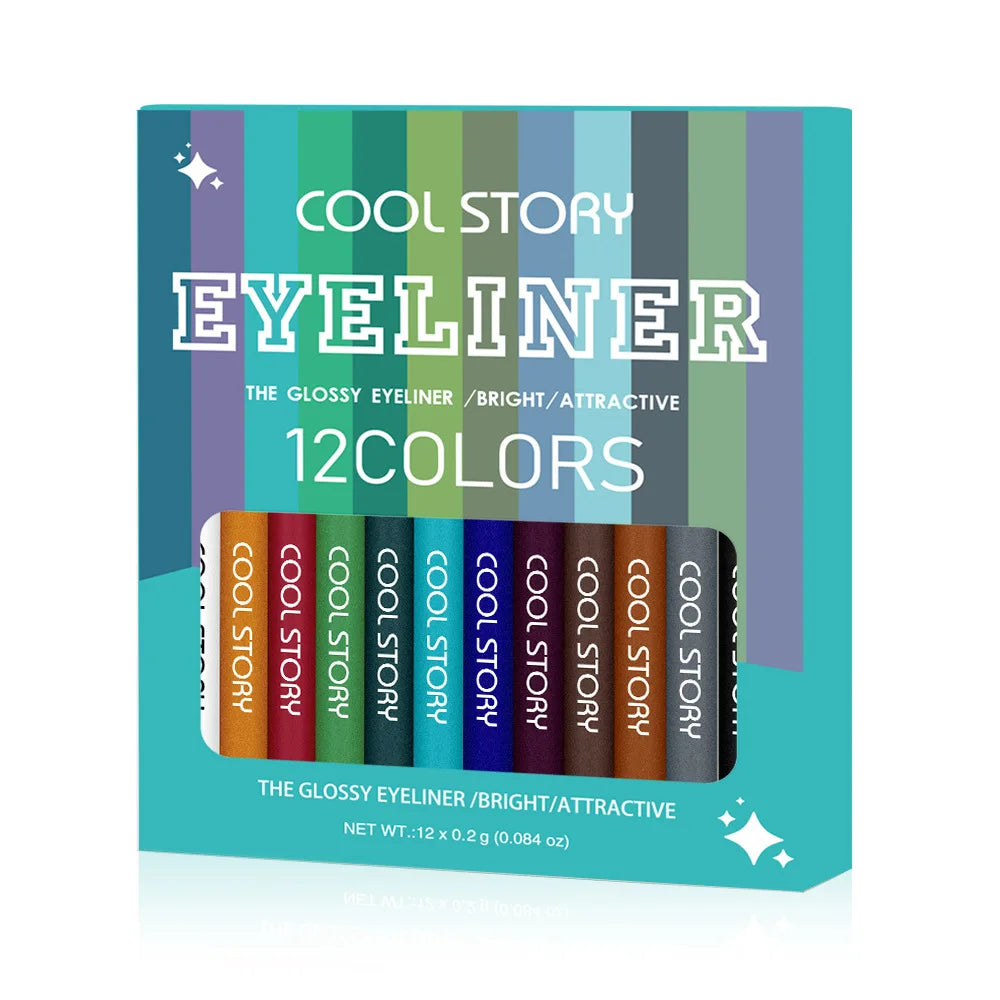 12-Color Waterproof Matte Gel Eyeliner Set