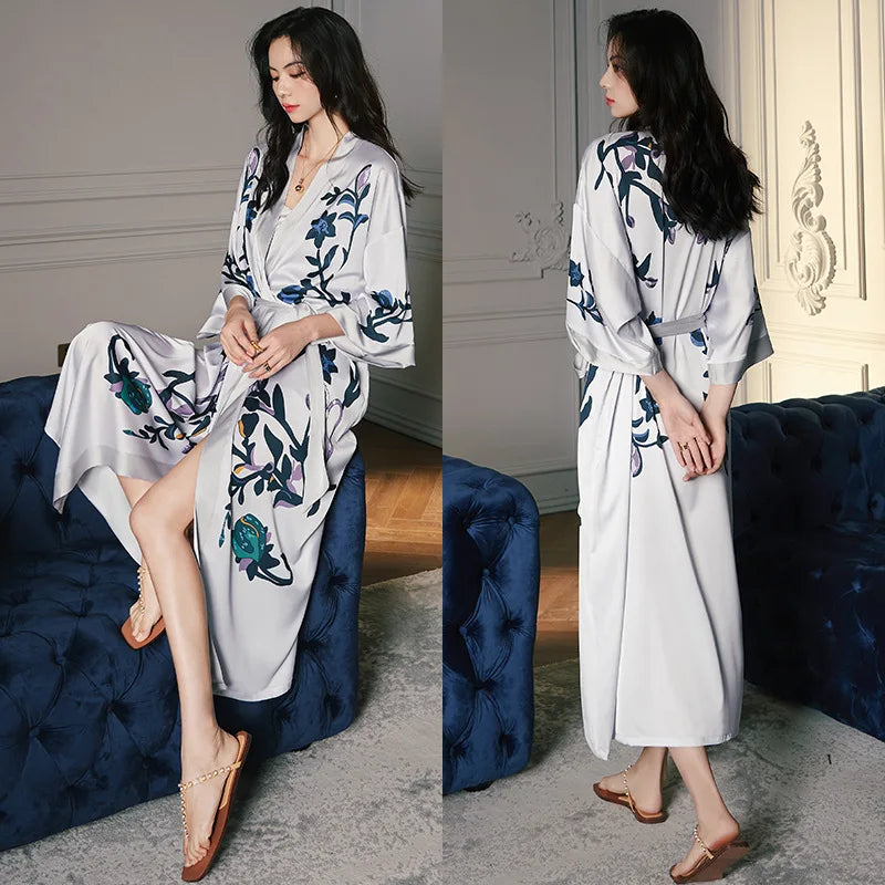 Elegant Oversized Satin Kimono Robe