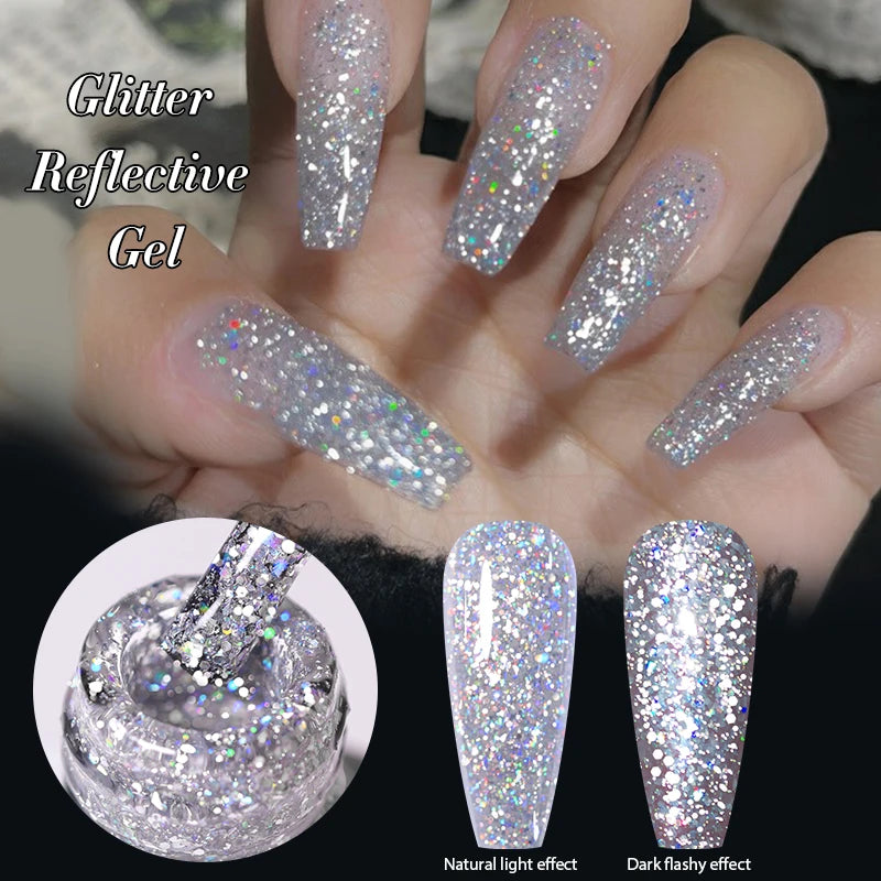 Champagne Gold Reflective Glitter UV Gel Polish