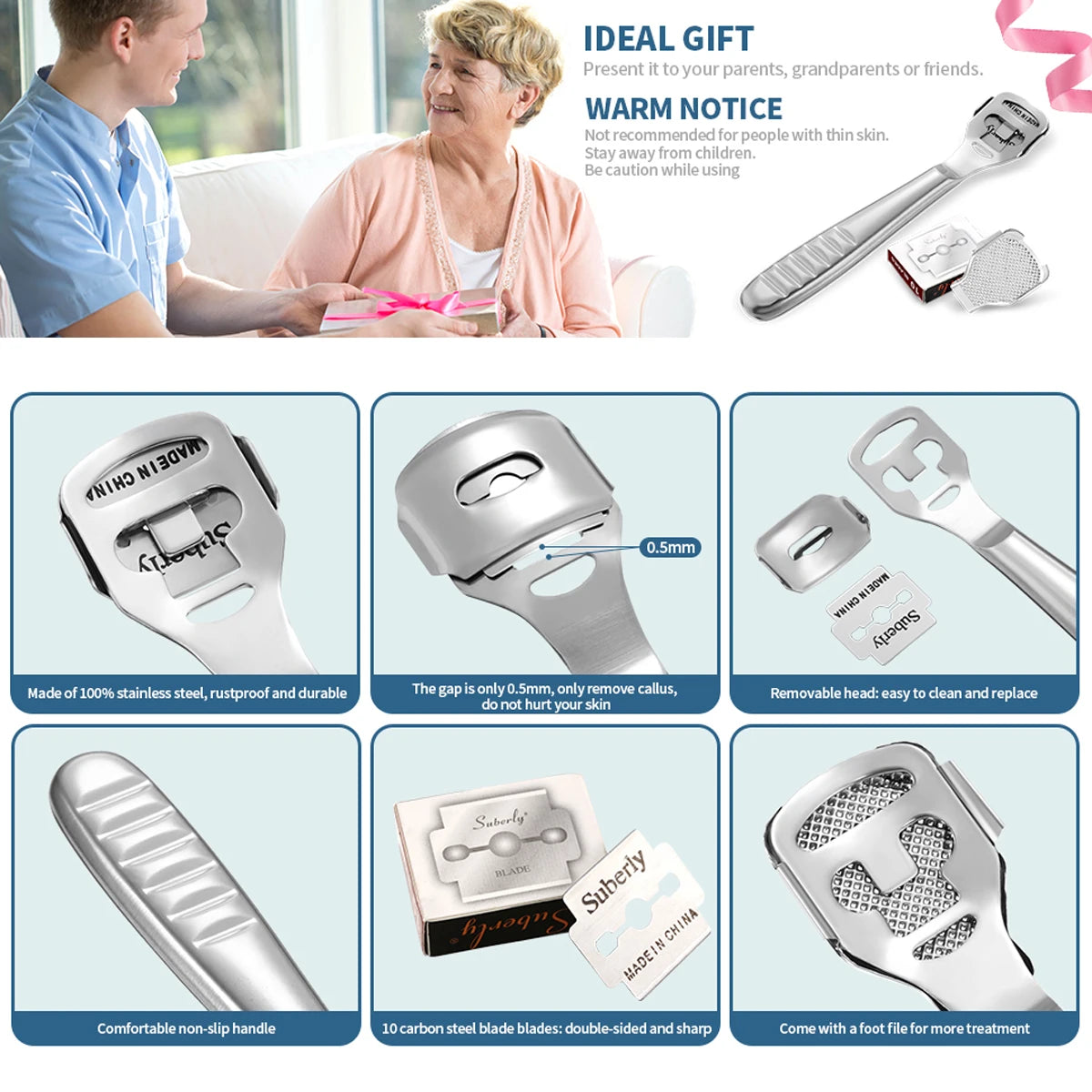 Stainless Steel Foot Scraper and Callus Remover Tool