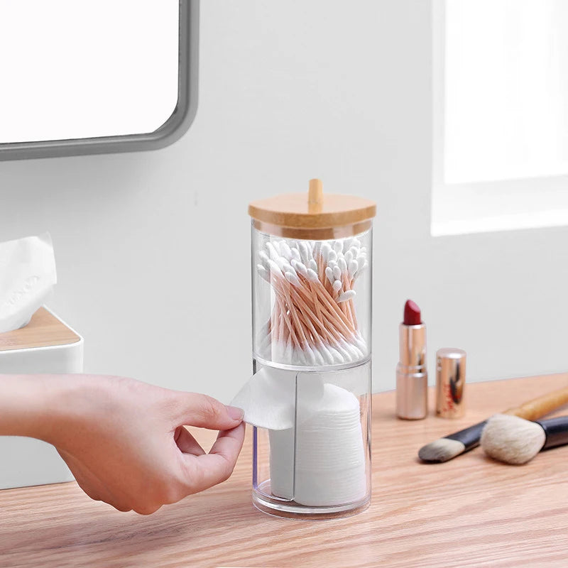 Acrylic Makeup Organizer with Bamboo Lid