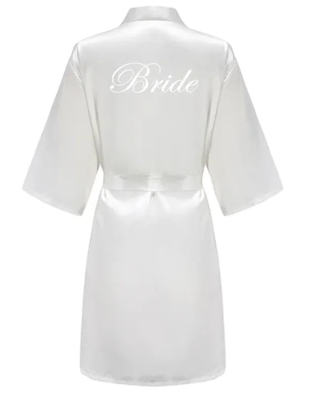 Wedding Team Bride Satin Kimono Robe