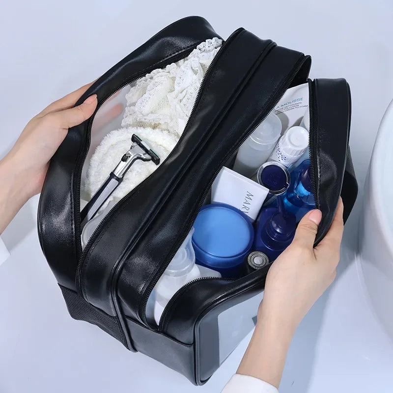 Double-Layer Transparent PU Makeup Bag