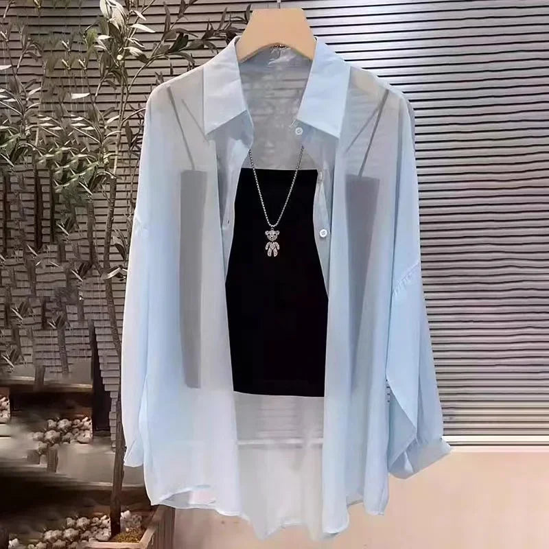 Summer Ice Silk Sheer Chiffon Blouse