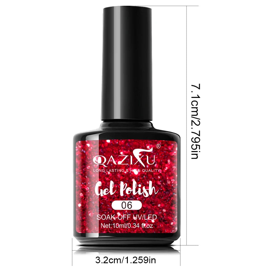 Glitter Red Semi-Permanent Gel Polish