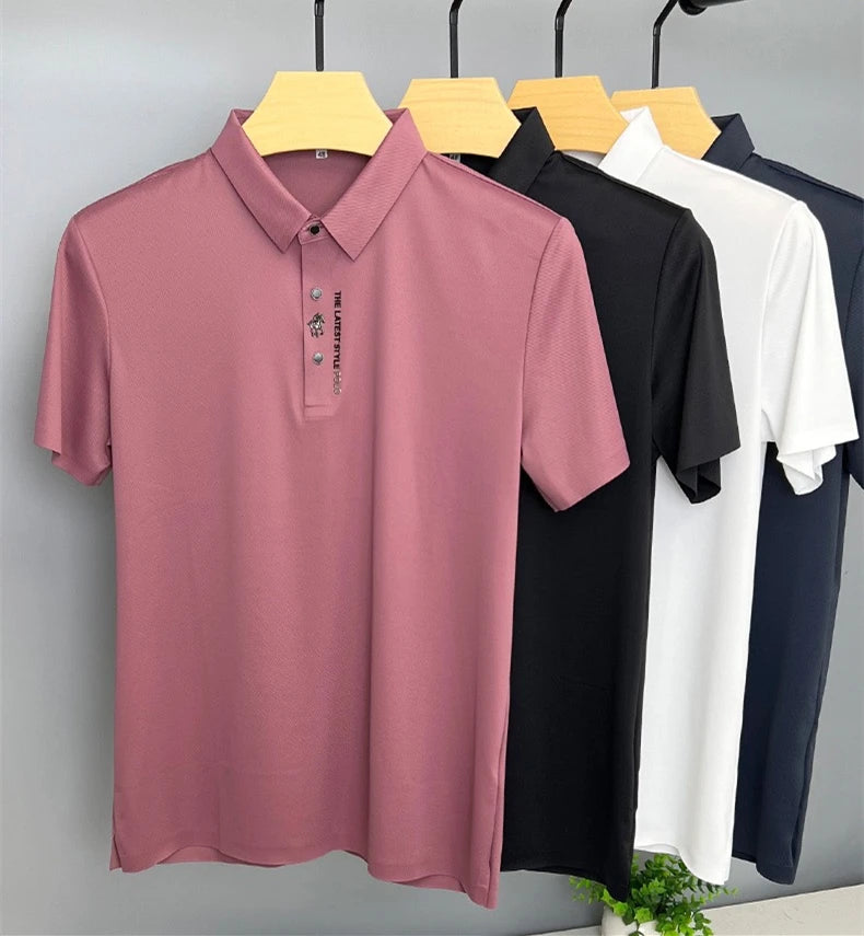 Embroidered Ice Silk Polo Shirt