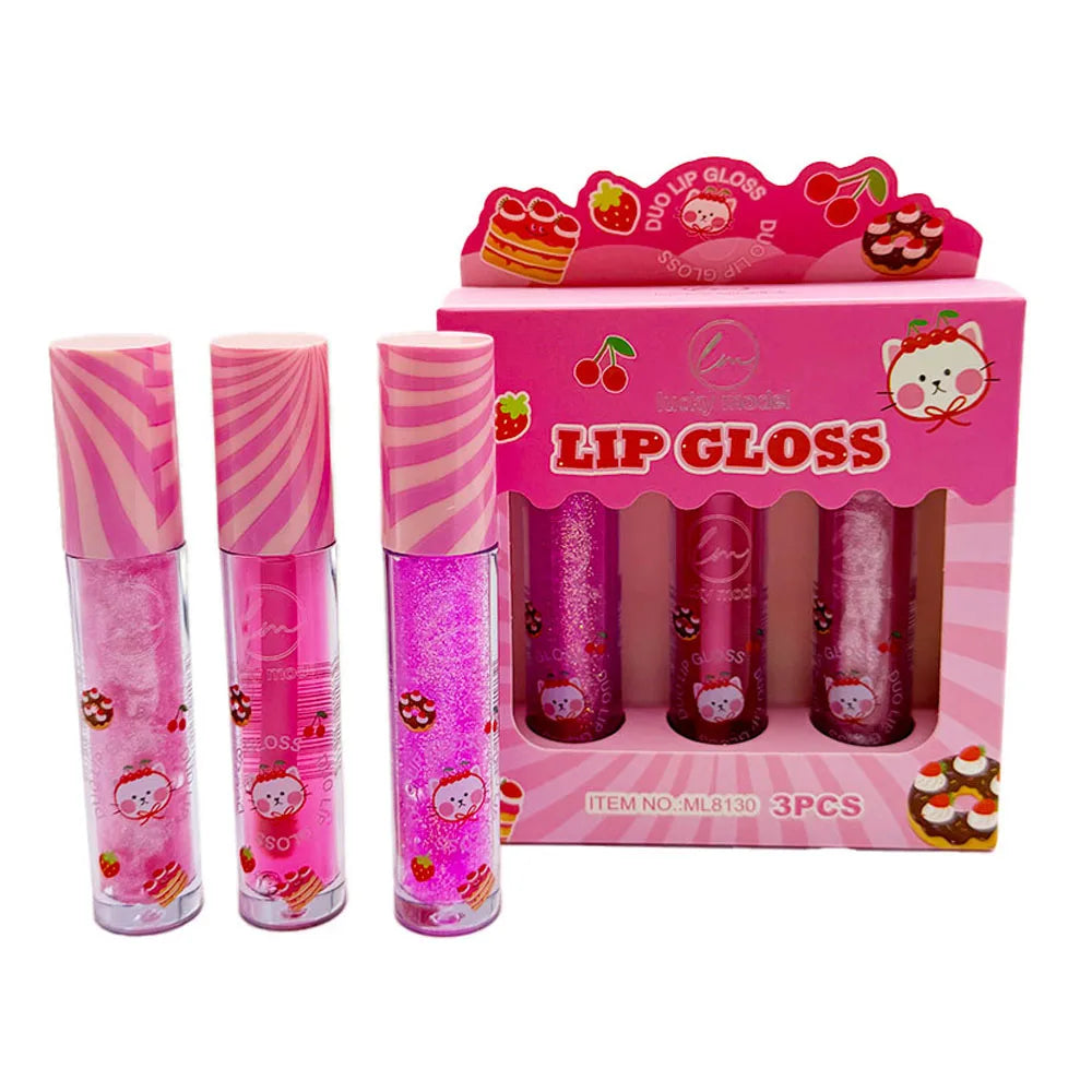 3-Piece Shiny Waterproof Lip Gloss Set