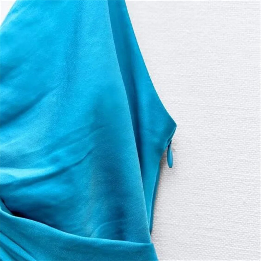 Retro Silk Satin Midi Dress