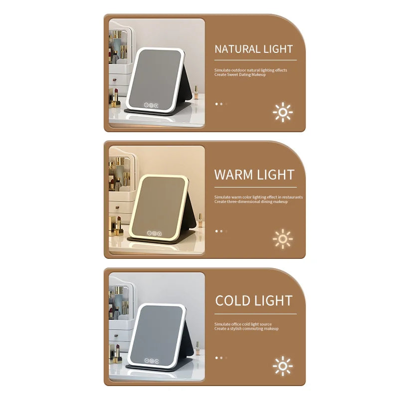 Dimmable LED Foldable Makeup Mirror