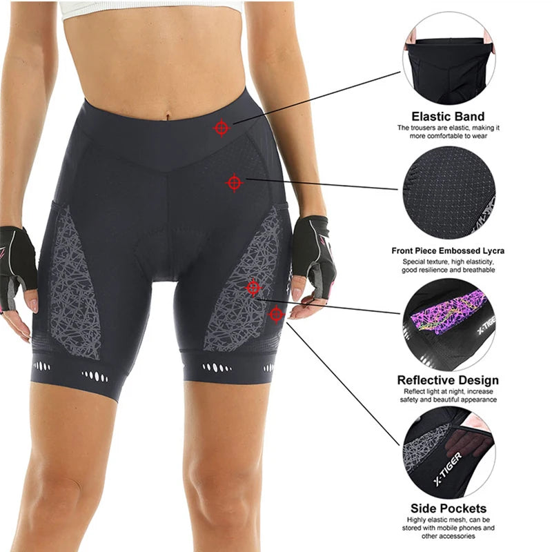 X-TIGER Women’s Padded Cycling Shorts