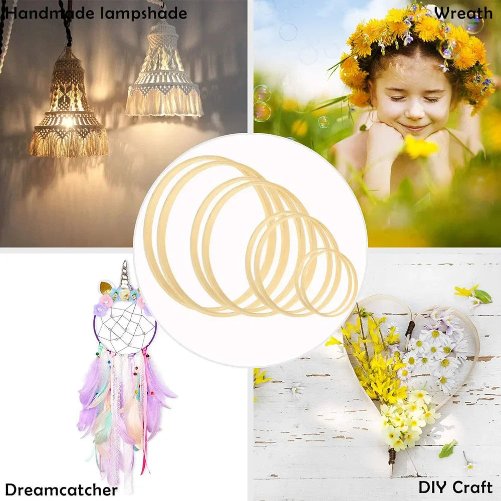 2Pcs Bamboo Floral Hoop