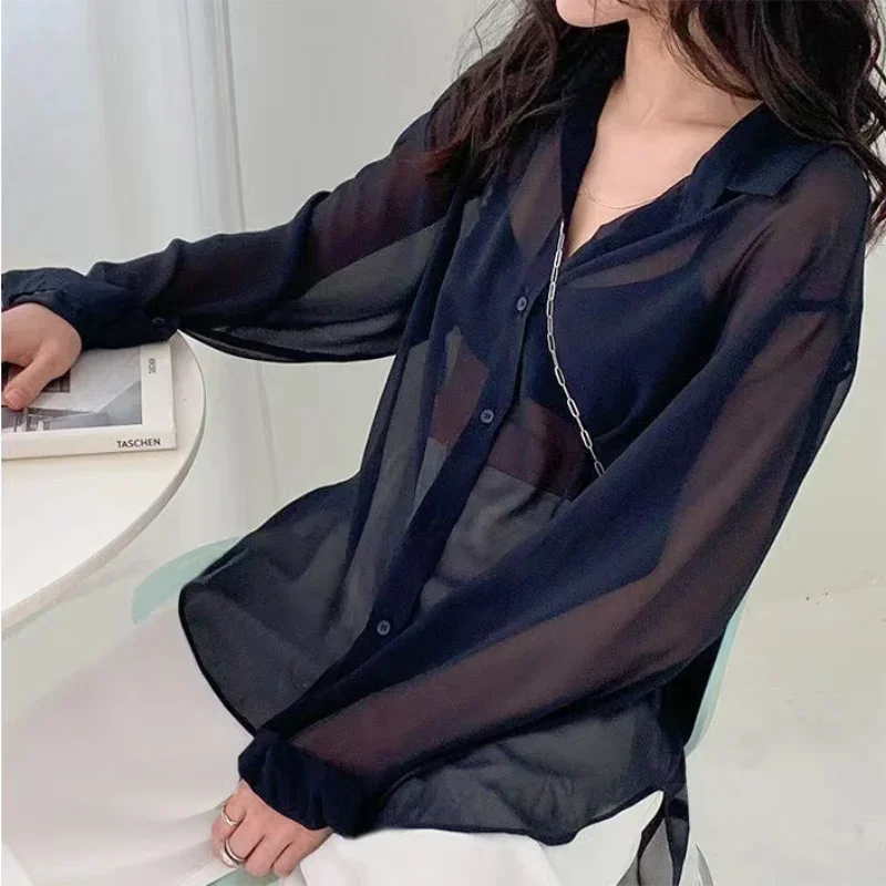Korean Chiffon Long Sleeve Shirt