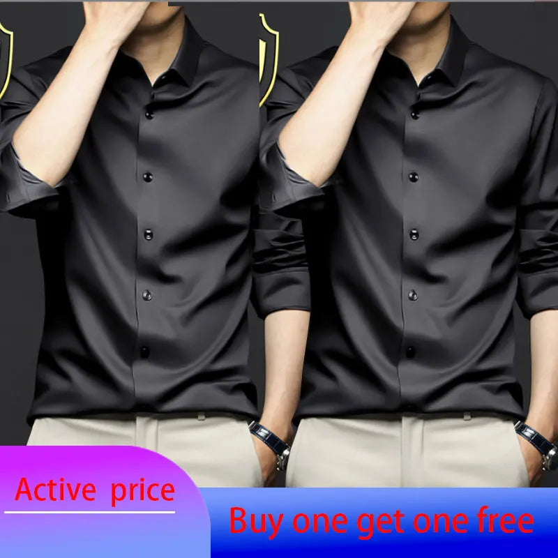Wrinkle-Proof Business Casual Long-Sleeved Shirt