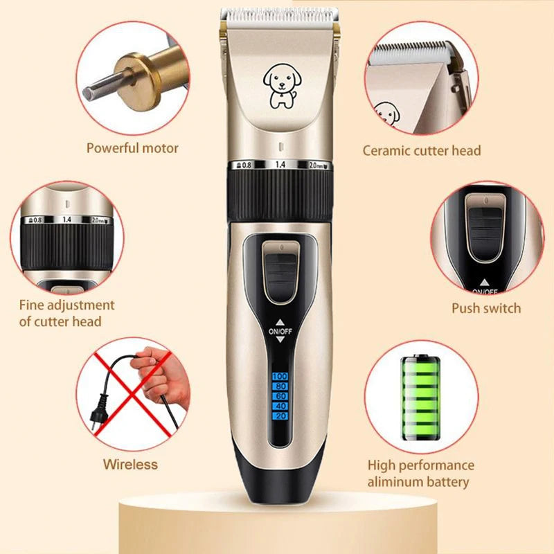 Cordless Rechargeable Dog Hair Clippers Set