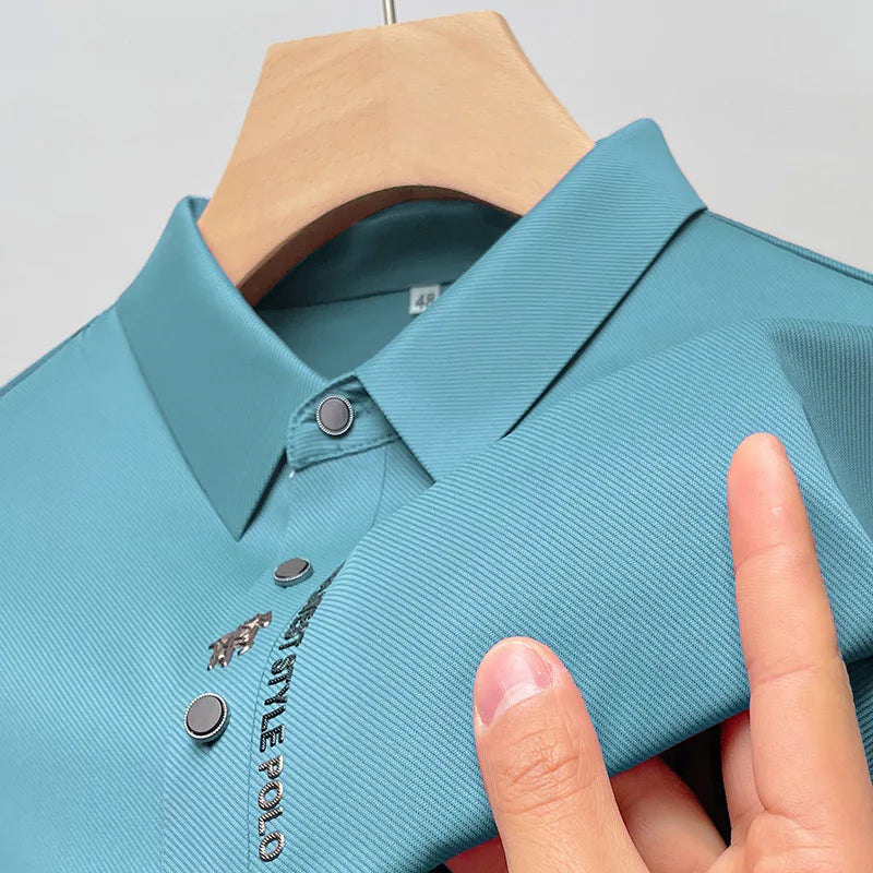 Embroidered Ice Silk Polo Shirt