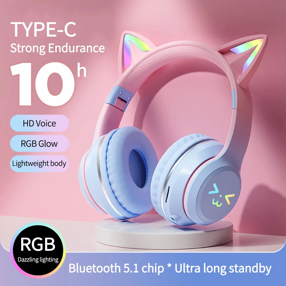 Cute Cat Ear Bluetooth Headphones