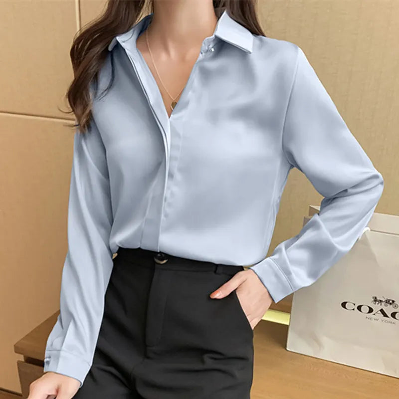 Long Sleeve Solid Blouses