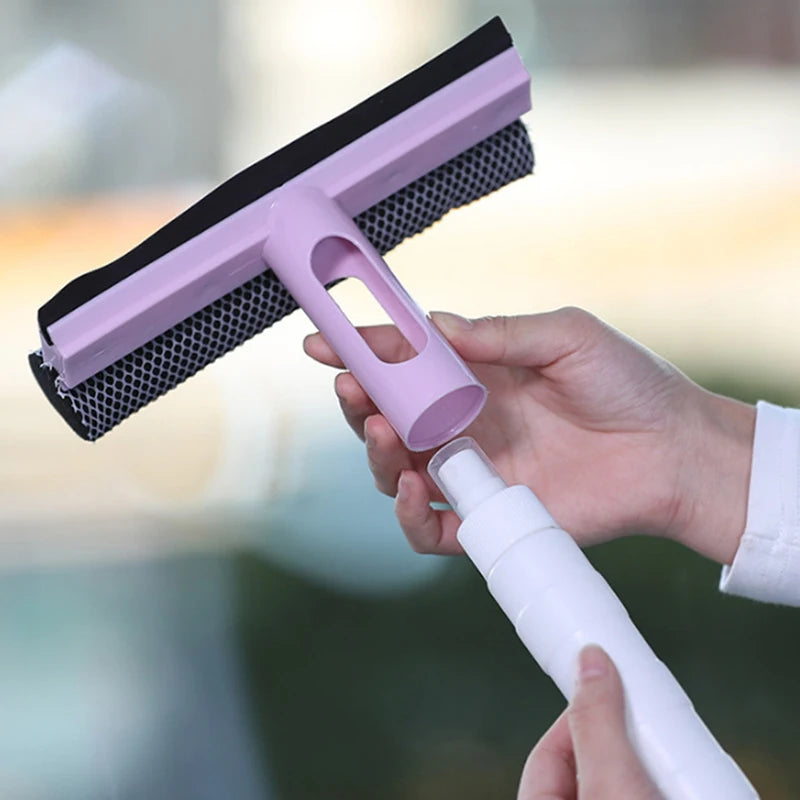 3-In-1 Window Cleaner Brush with Spray and Squeegee