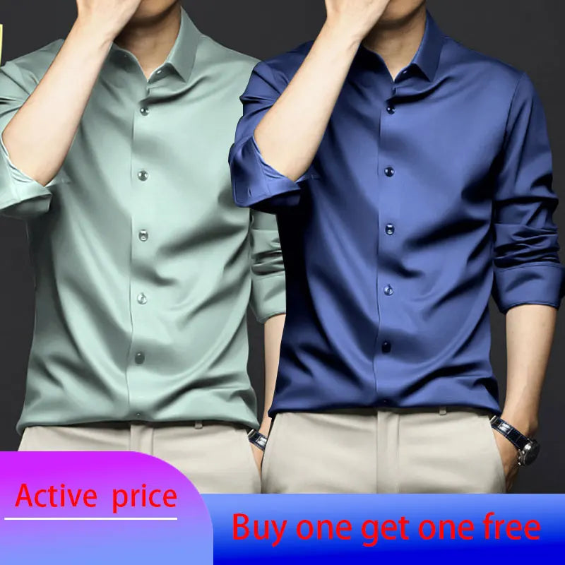 Wrinkle-Proof Business Casual Long-Sleeved Shirt