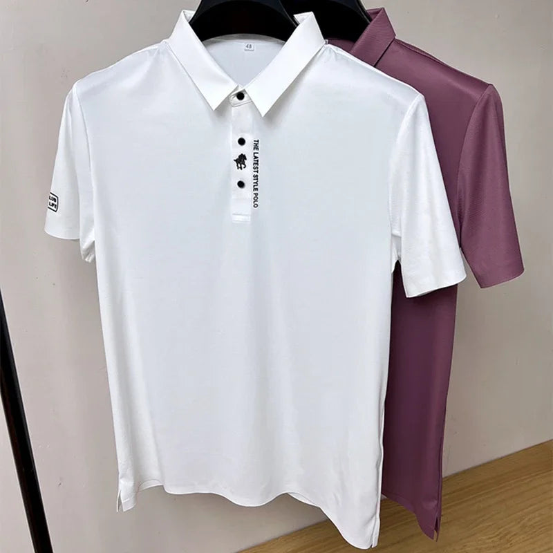 Embroidered Ice Silk Polo Shirt