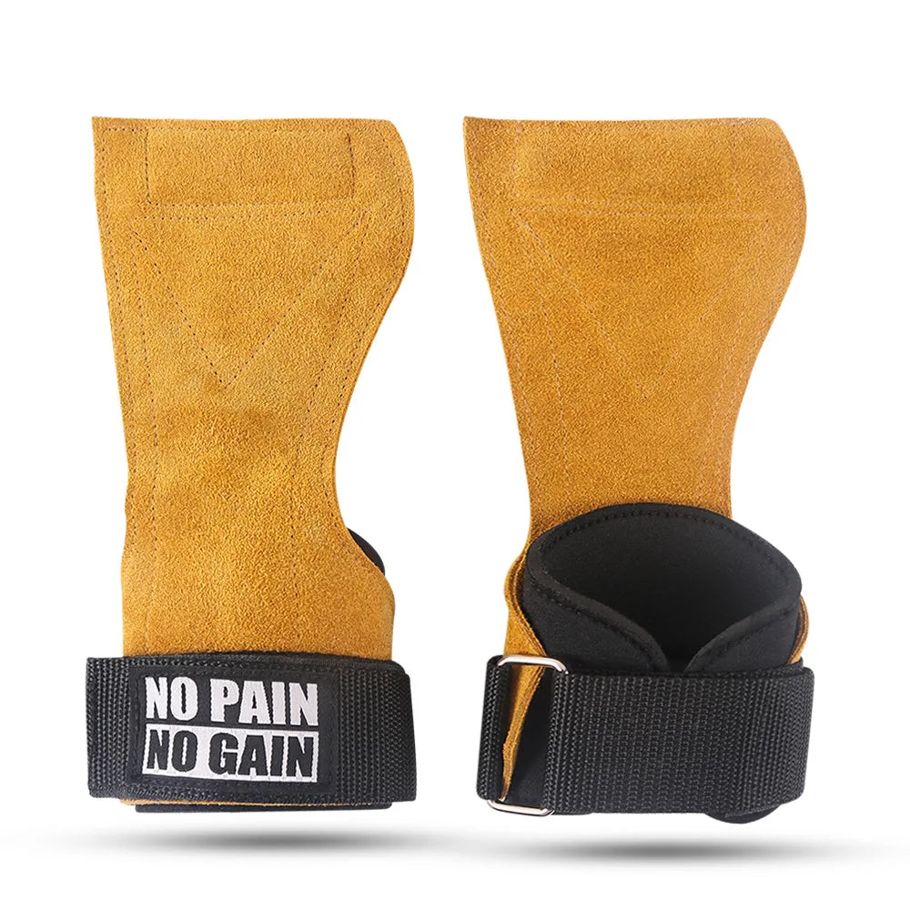 Cowhide Gym Grips with Wrist Wraps