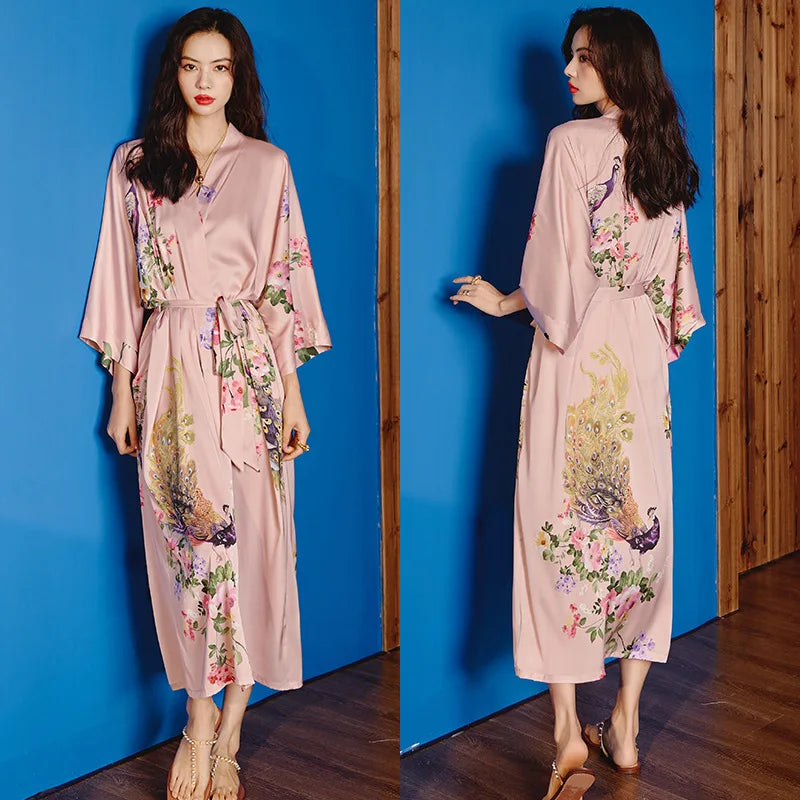 Elegant Oversized Satin Kimono Robe