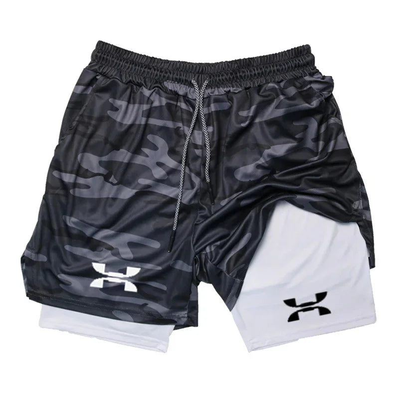 2-in-1 Quick-Dry Gym Running Shorts