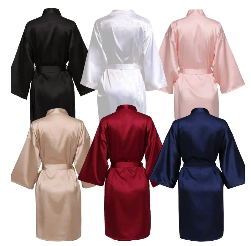 Wedding Team Bride Satin Kimono Robe