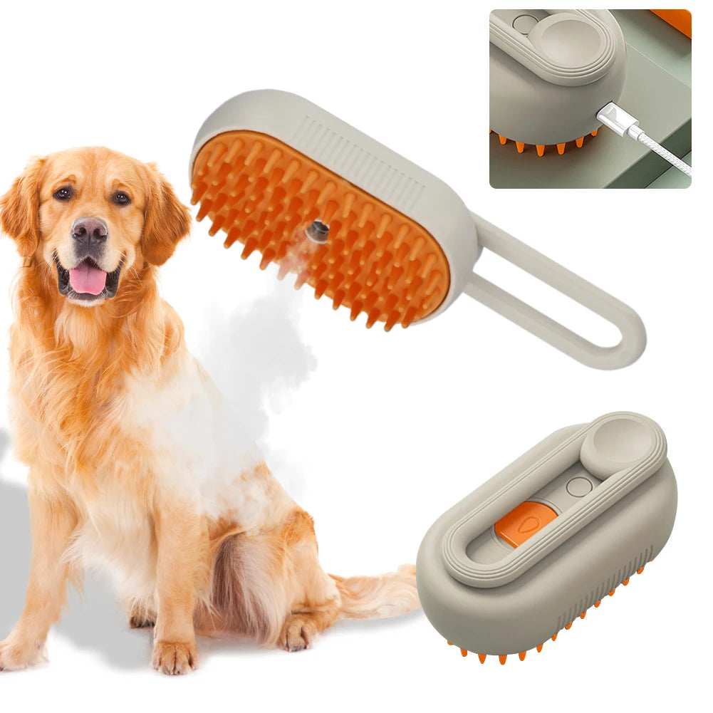 USB Rechargeable Pet Grooming Comb with Electric Water Spray
