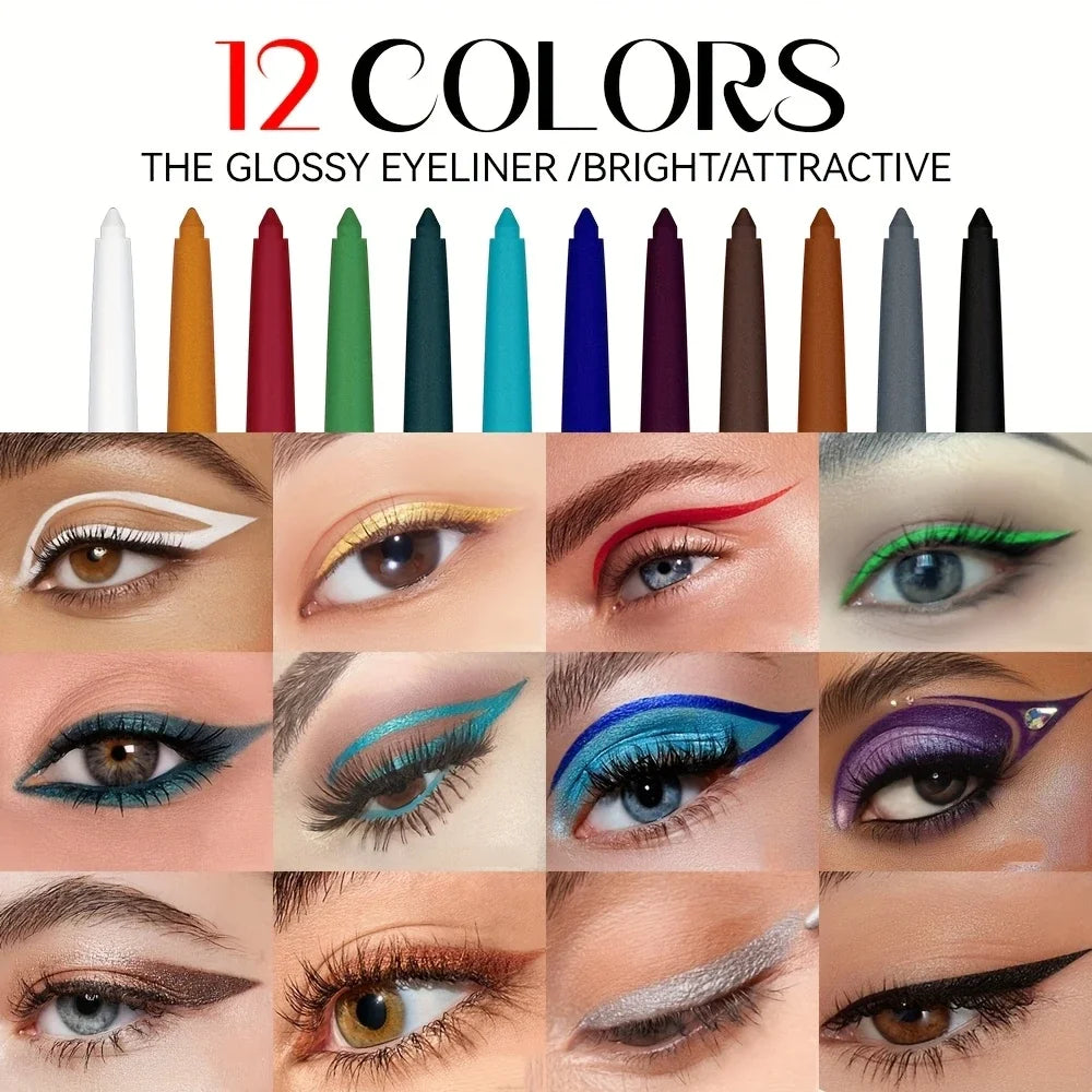 12-Color Waterproof Matte Gel Eyeliner Set