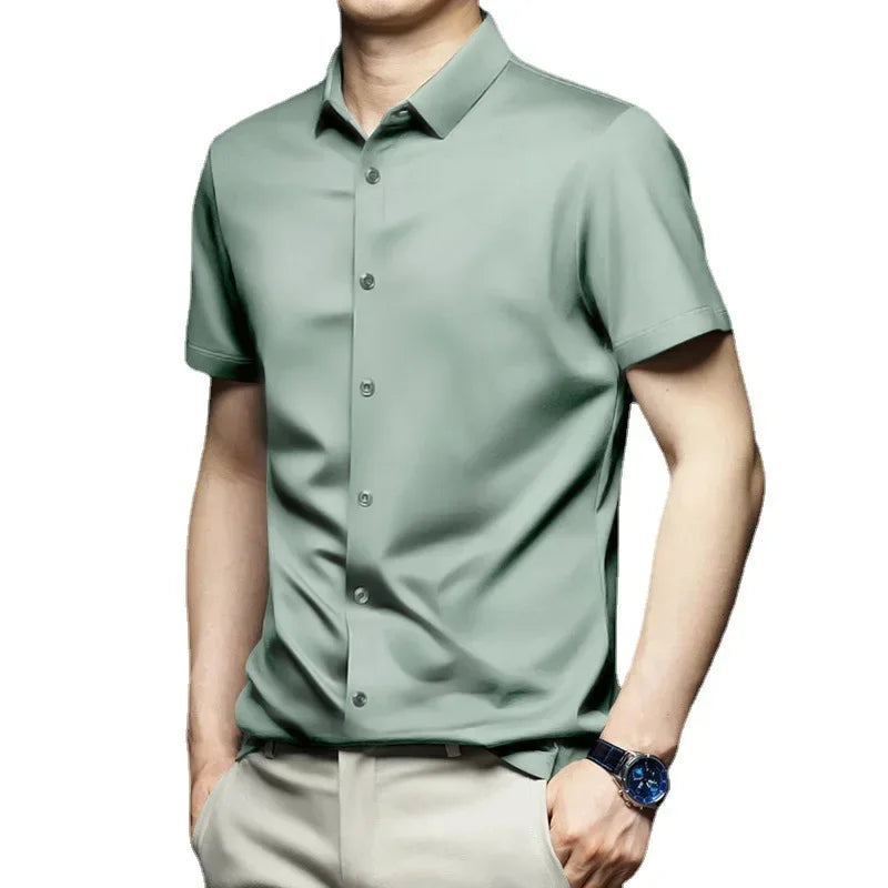 Premium Ice Silk Short-Sleeved Business Shirt