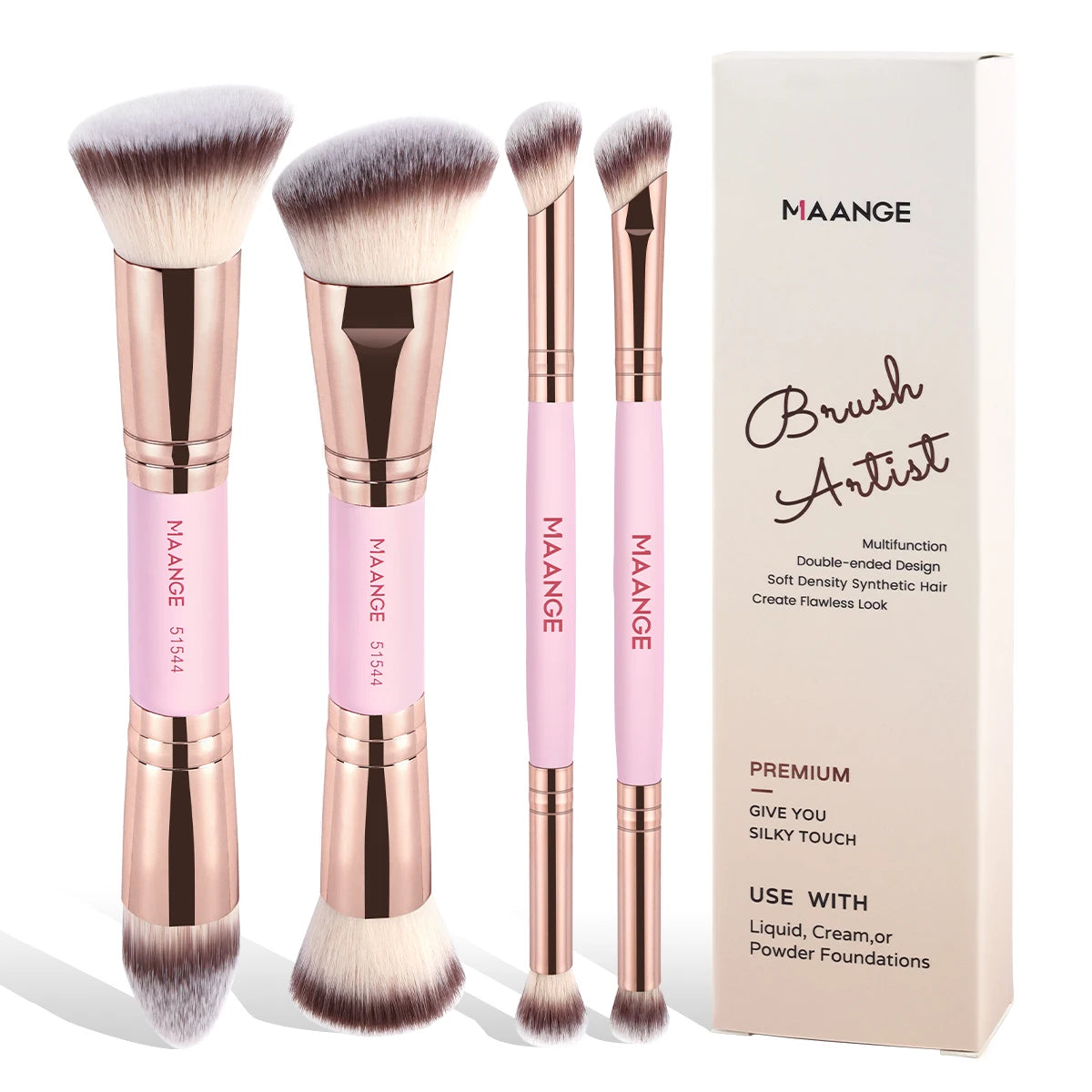 4-Piece Dual-Ended Makeup Brush Set