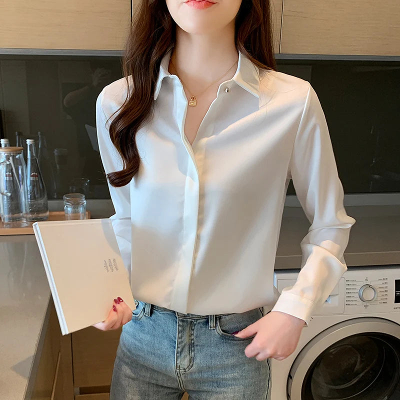 Long Sleeve Solid Blouses