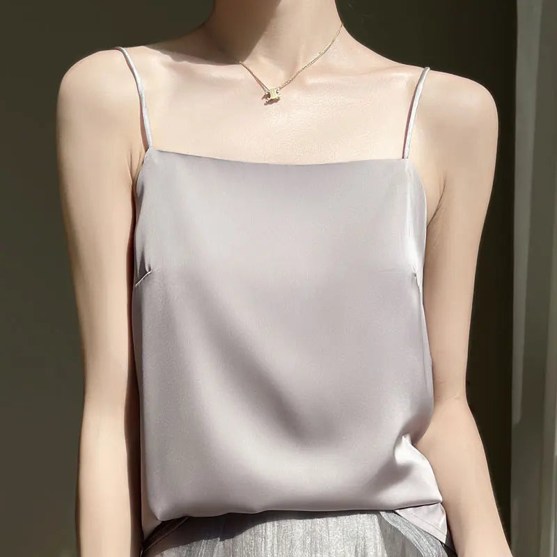 Korean Satin Sleeveless Tank Top