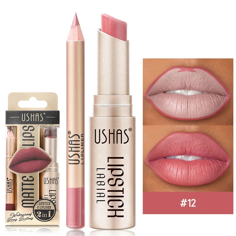 12-Color Matte Lipstick and Lip Liner Set