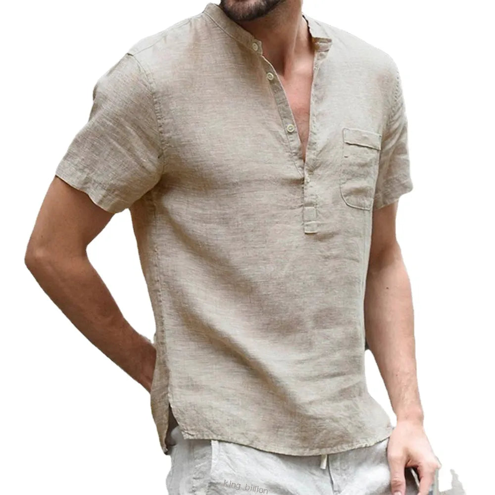Summer Cotton Linen Casual Patchwork T-Shirt