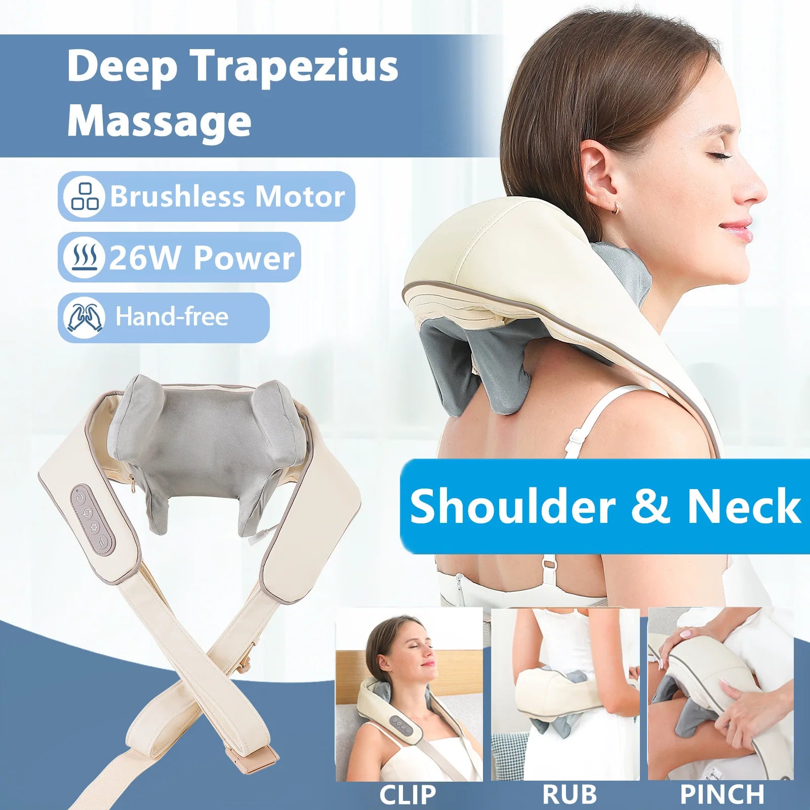 Wireless Brushless Motor Neck and Shoulder Massager Shawl