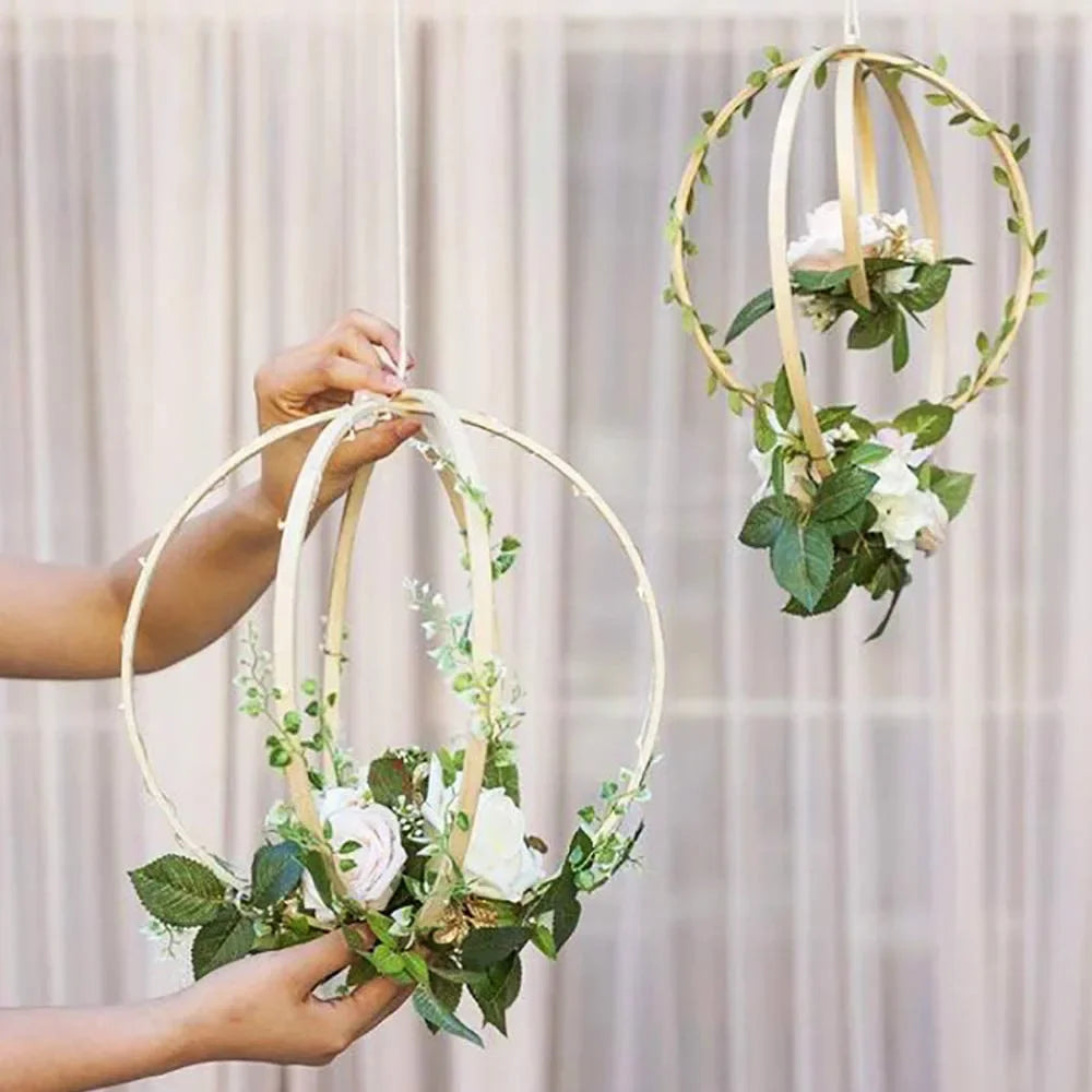 2Pcs Bamboo Floral Hoop