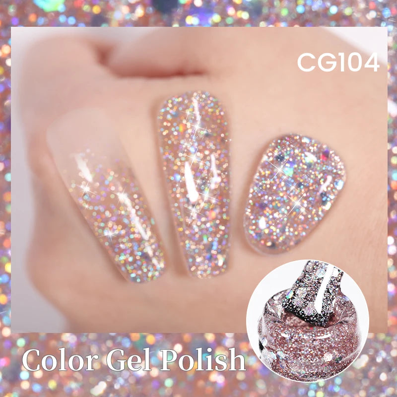 Champagne Gold Reflective Glitter UV Gel Polish