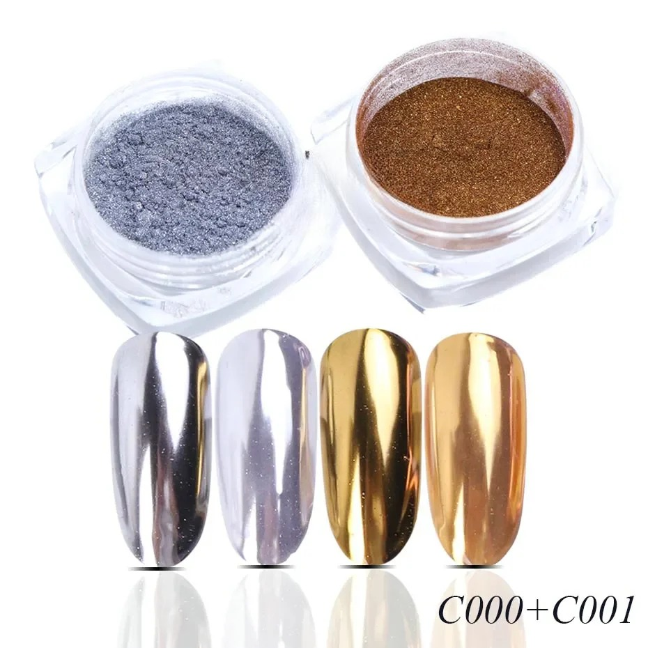Gold and Silver Magic Mirror Chrome Powder for Metallic Nails