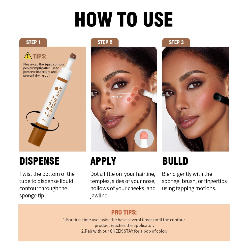 Waterproof 6-Color Liquid Contour Cream Bronzer