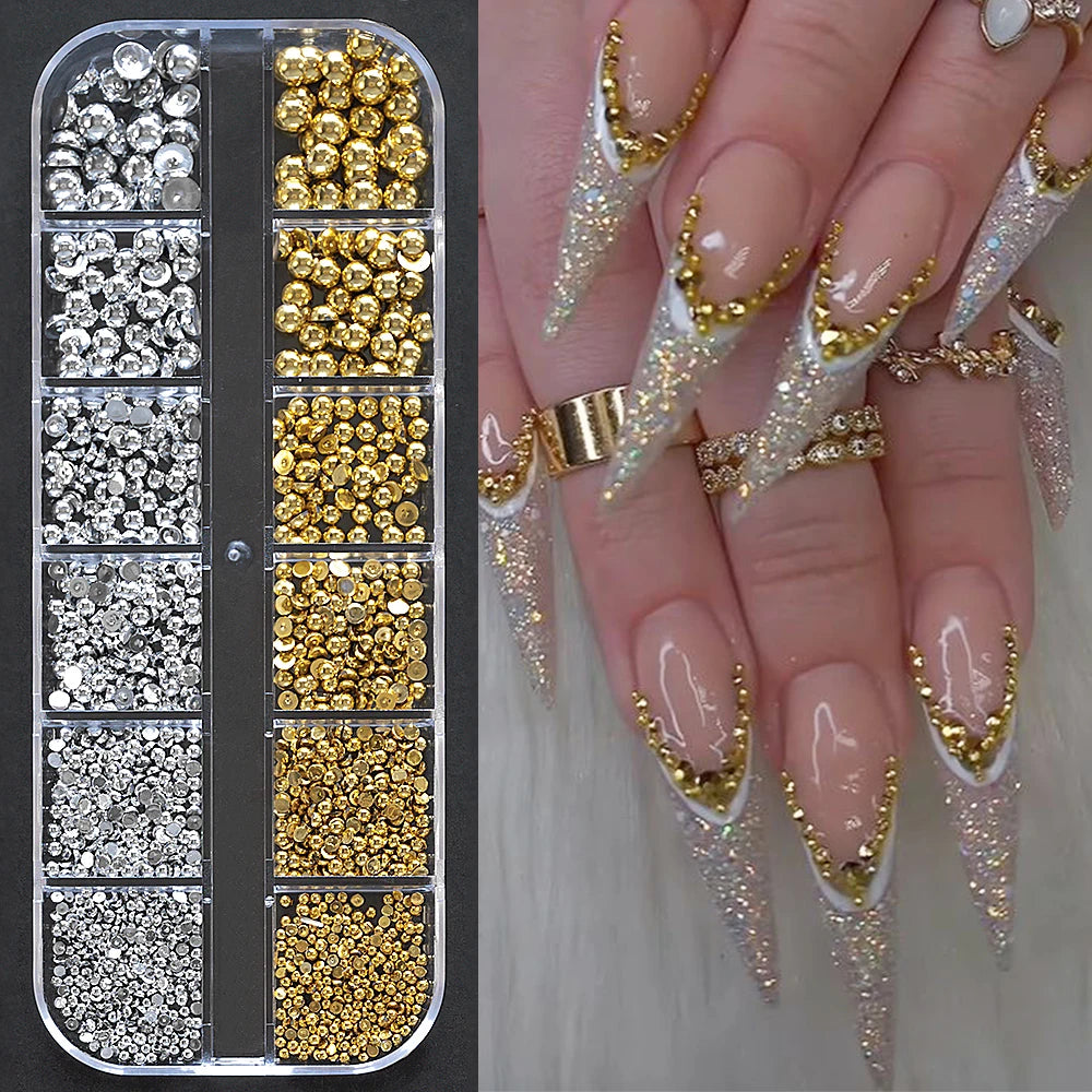 Ocean-Themed Gold Nail Charms Set