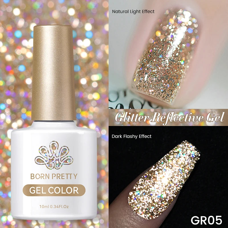 Champagne Silver Reflective Glitter Gel Polish